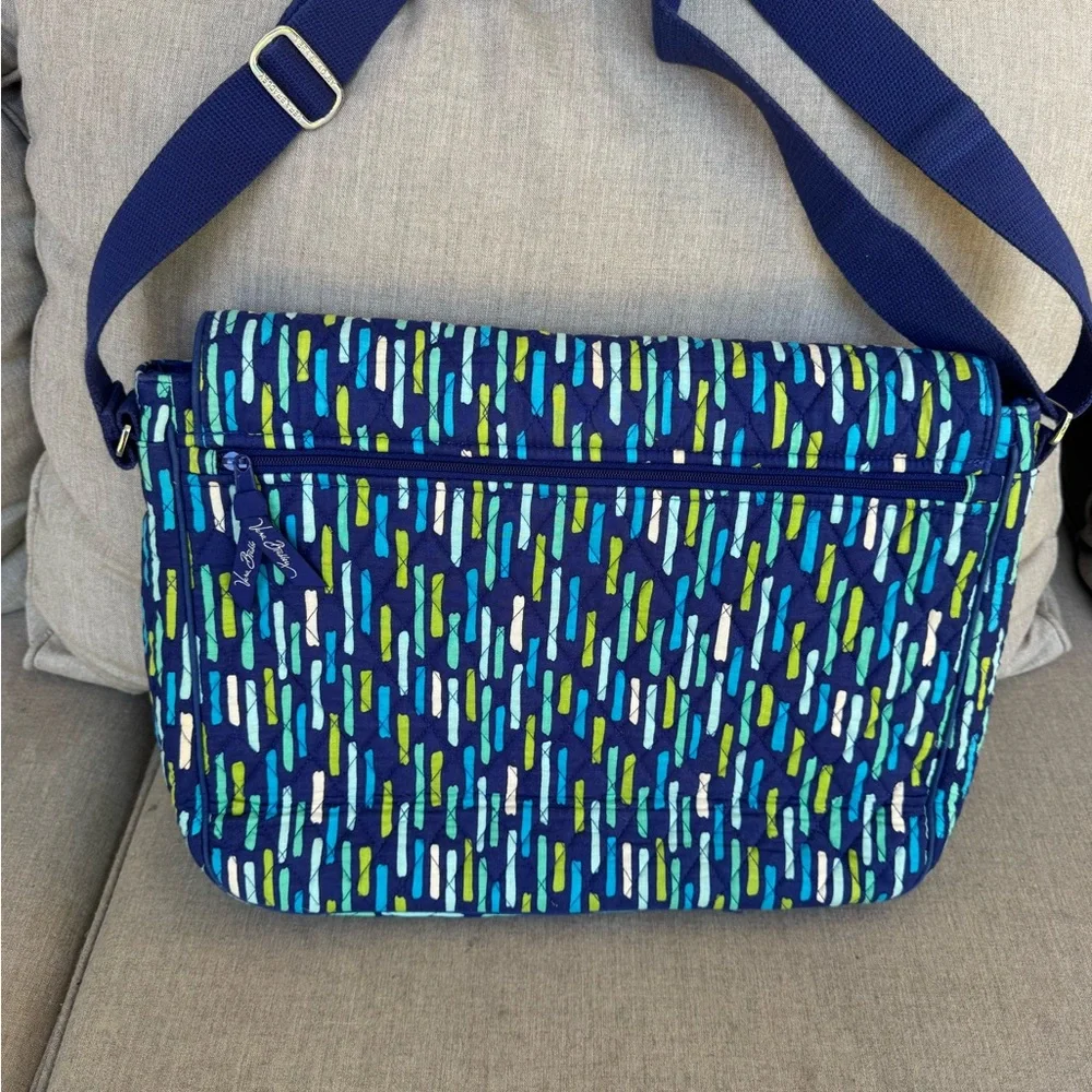Vera Bradley, Messenger Laptop Bag, Blue & Green Quilted Bag
